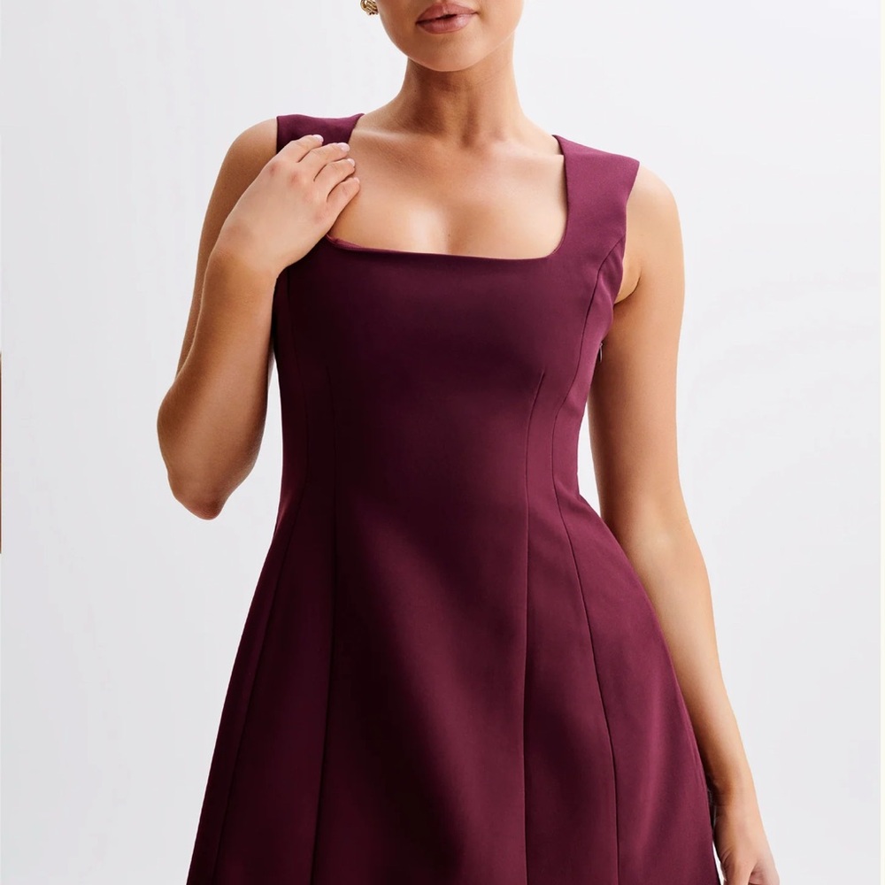 Meshki Lysandre Crepe Mini Dress- Plum
